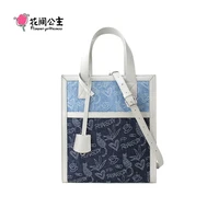 flower princess rhapsody 2022 womens bag new fashion denim cloth blue jacquard contrast color crossbody shoulder female handbag