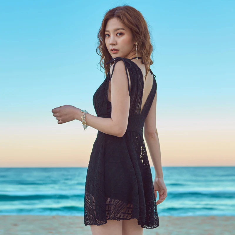 Push Up Swimming Suit for Women 2020 Newest V Neck Separate Bottom Modest Swimdress Bathing Suits Ladies Lace Swimsuit Swimwear |