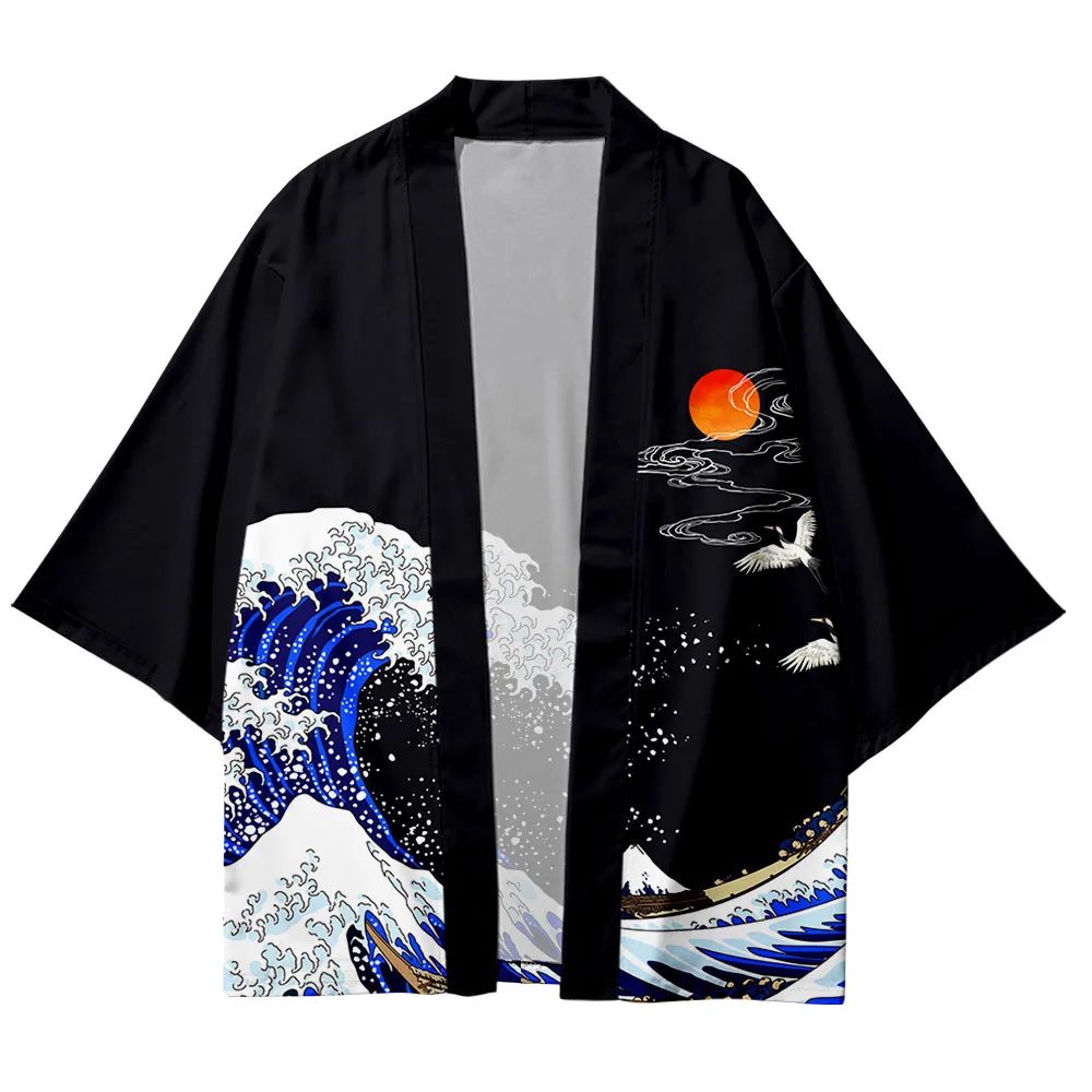 Новый летний кардиган-кимоно Kanagawa Kide одежда тонкое пальто накидка с семиконечным