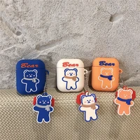cute for airpods 1 2 silicone cartoons 3d bear silicon protective cover air pod 3 case for airpods headphone carrying box fundas
