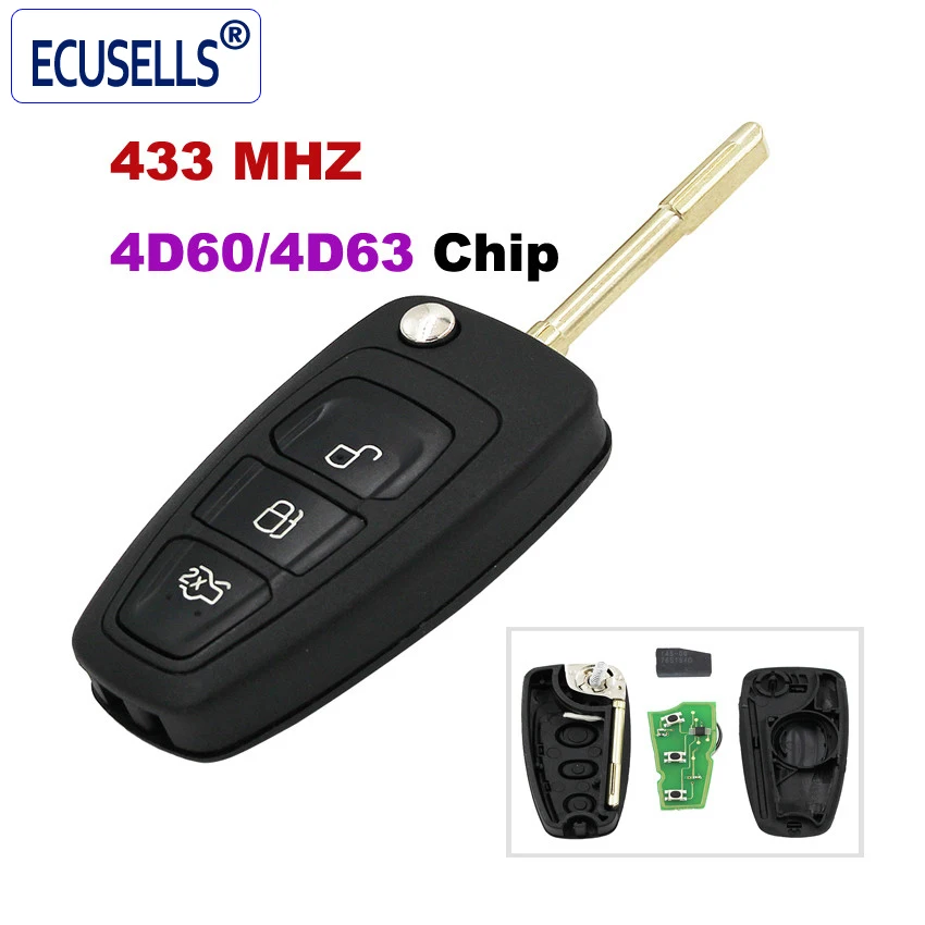 3 кнопки Smart Remote Key 433 МГц 4D60/4D63 чип для Ford Monde MK3 и T6 Ranger FO21 Blade|Ключ от авто| |