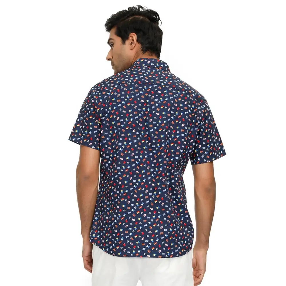 Гавайская рубашка PAUL JONES мужская повседневная с принтом флагов топы летние