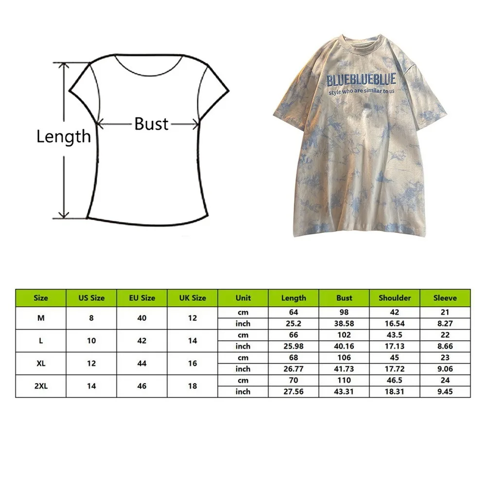 

Harajuku Tie Dye Oversized T-shirt Women Letter Print Short Sleeve Hip Hop Loose Korean Ropa Mujer Students Simple O-neck Tops