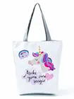 Женская сумка для покупок с принтом единорога, модная вместительная Радужная сумка на плечо с надписью, дорожная пляжная сумочка с индивидуальным рисунком