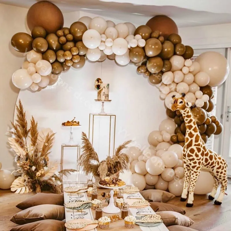 

DIY Pastel Baby Shower Macaroon Cream Peach Skin Balloons Garland Arch Kit Retro Coffee Ballon Wedding Birthday Party Decor