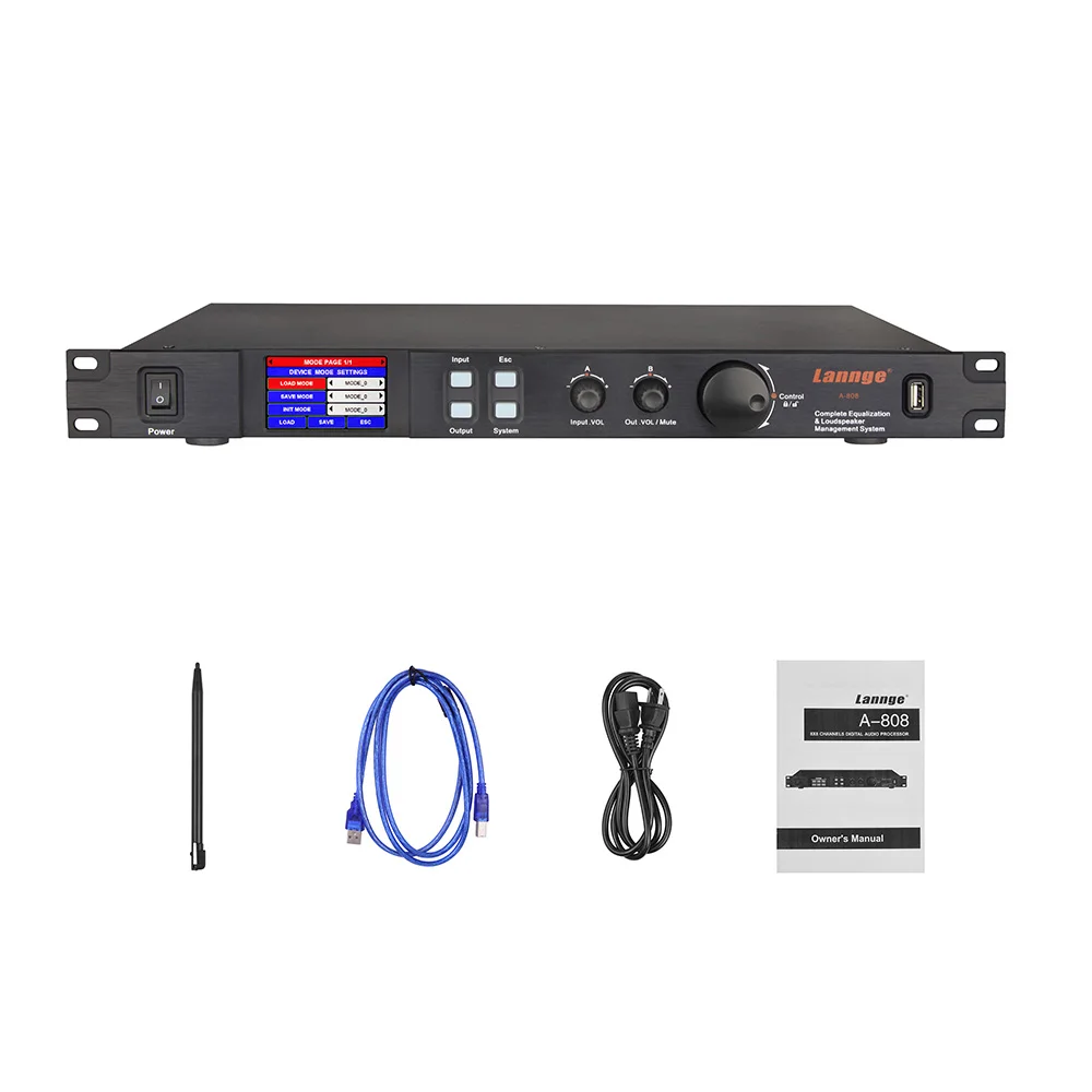 

A-808 8 и 8 spdif/toslink цифровой аудио процессор ЖК-дисплей сенсорный экран 32bit DSP с USB RS232 компьютер Интерфейс 1U держателя шкафа
