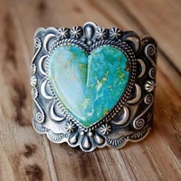 rings rings for men green heart shape retro ring european and american fashion mens and womens