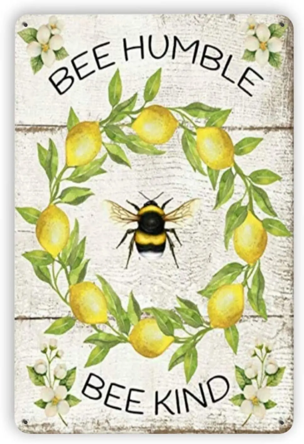 

Bee Lemon Humble Kind Vintage Metal Tin Signs, Retro Style Sign Wall Art Plaque Decoration Mural Funny Gifts for Coffee Bar