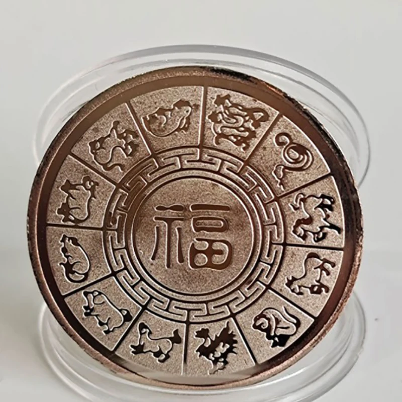 

2022 New Year Gold Coin Twelve Zodiac Tiger Ox Commemorative Coins Collection Gift Decorative Coins Collection Decoration Goods