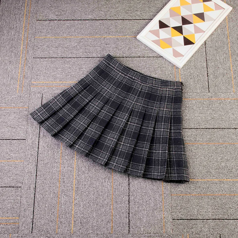 

High Waist Uniform Skirt Korean Fashion Thickened Skirt Plaid A-line Skirt Tweed Pleated Skirt Short Skirt 2021 Women's Wear