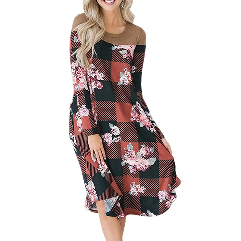 ENXI геометрический с цветочным принтом Беременность платье Санта-Клаусом