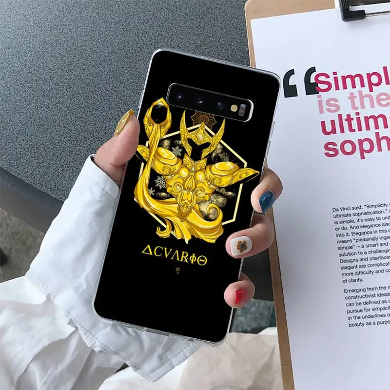 

YNDFCNB Golden Saint Armor Phone Case for Samsung S10 S10e S8 S9 Plus S7 Edge Note10 9 8 Soft Transparent TPU cove fundas