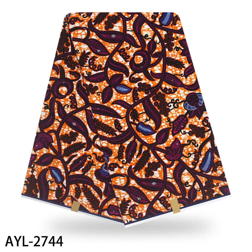 AYL-2744 Африканская ткань, хлопок, Анкара, ткань, высокое качество, нигерийский воск, принты, ткань, настоящий голландский воск, 6 ярдов, BHL - Цвет: AYL-2744