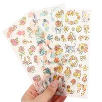 6pcs kawaii flowers blooming small fresh girl heart hand account stickers diy diary hand account creative decoration sticker