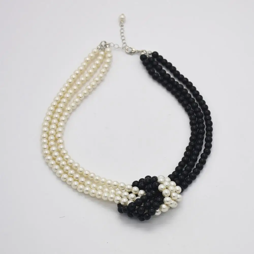 Women's Pearl Short Necklace Independent Original Black and White Two-Color Female Clothing Wild Jewelry | Украшения и