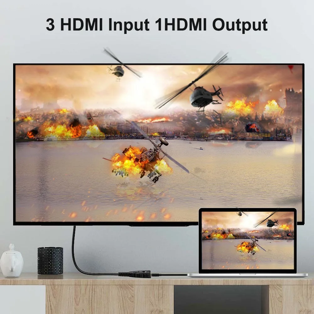 HDMI совместимый Коммутатор концентратор с 3 портами 1080P 3D коммутатор разделитель
