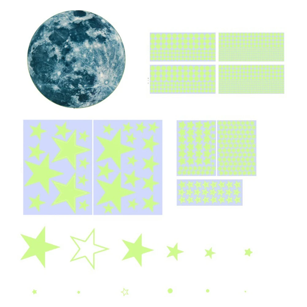 

1049pcs Romantic Stars Glow Stickers Luminous Star Moon Wall Sticker Home Decor Beautiful Kids Baby Room Decoration