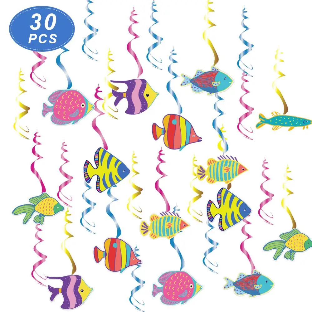 

Animal Fish Swirls Hanging Decor Honeycomb Under The Sea Mermaid Birthday Party Decoration Baby Shower Party Supplies