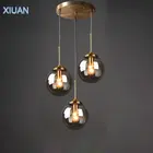 Подвесной светильник из прозрачного стекла янтарного цвета, дымчато-серого цвета, светодиодный светильник E27 для столовой, стола, кухни, спальни, прикроватный светильник