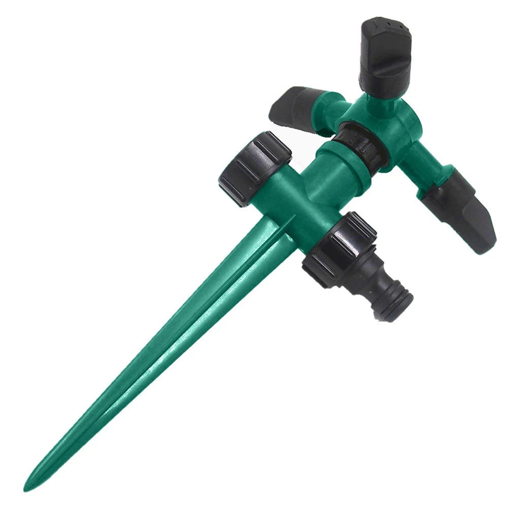 

3-Arm 360Degree Automatic Rotating Lawn Sprinkler with Ground Rod Garden Agriculture Yard Lawn Grass Irrigation Watering Nozzles