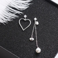 s925 silver color pearl asymmetric tassel earrings fashion ladies earrings give girlfriend gifts personality charm love earrings