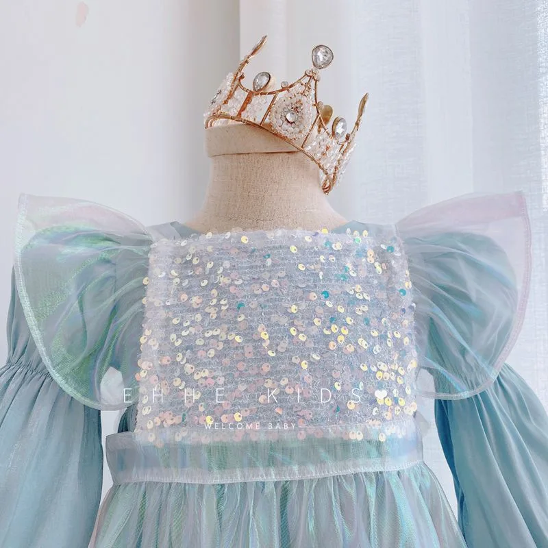 Платье для девочек 20 Осеннее новое платье принцессы с пышными рукавами и