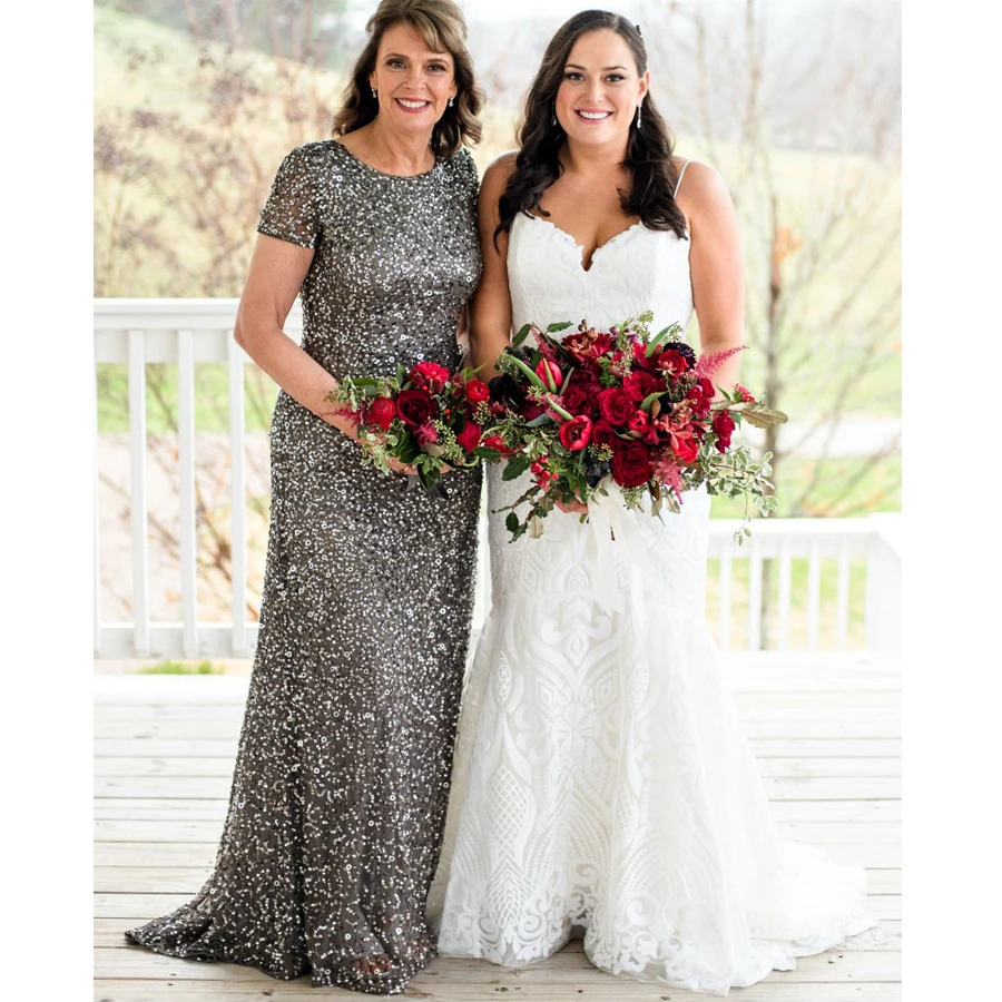 Женское платье для матери невесты вечернее с блестками в пол 2020|Платья невесты| |