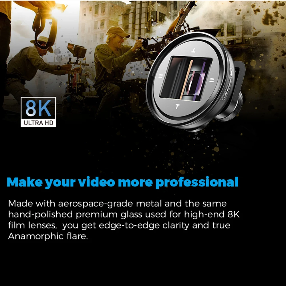 APEXEL 1.33x Anamorphic Мобильный объектив 4K UHD широкоформатный фильм Vlog съемки деформации