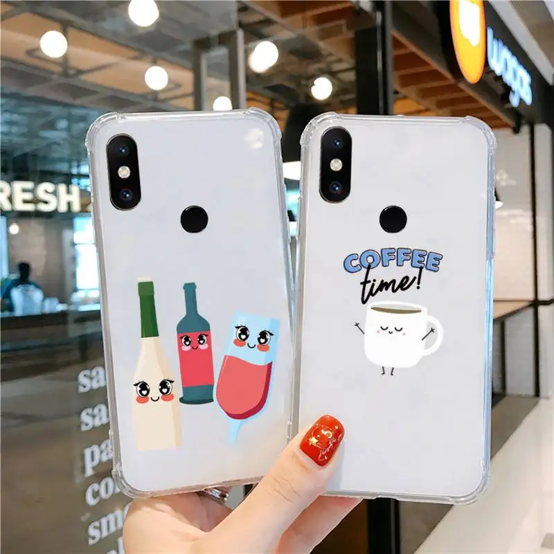 

Coffee Wine Cup Phone Case Transparent For Xiaomi CC 9 11 MAX3 Mix3 MIX2 6X 8 5x 10S 11 10 X SE lite Pro