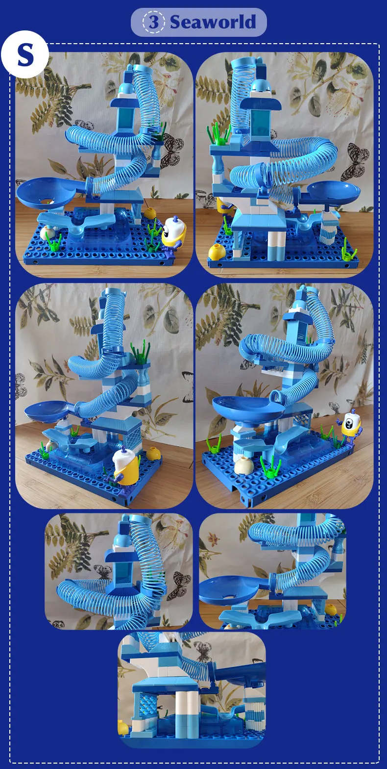 Детские блестящие 65-203 шт мраморные беговые дорожки Duplo DIY блоки игрушки строительные блоки весенние горки для детей мальчик девочка подарок на день рождения