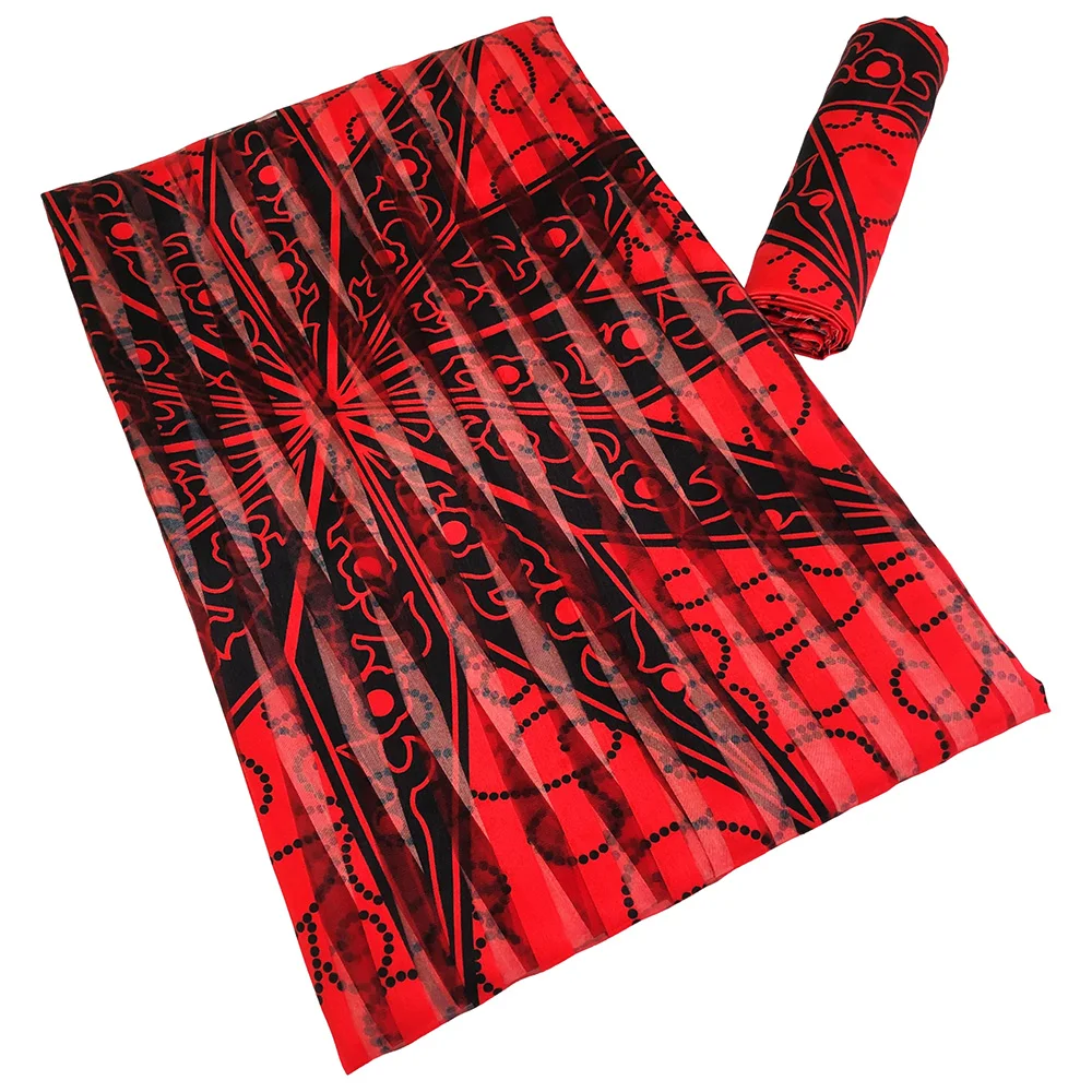 Органзовая кружевная ткань из шелковой ткани африканская 2 + 4 ярдов Анкара