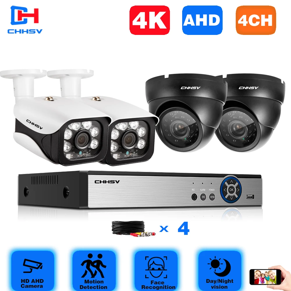 

8MP камера видеонаблюдения системы безопасности Kit 4ch AHD камера DVR видеорегистратор инфракрасное ночное видение IR-CUT 4K комплект видеонаблюден...