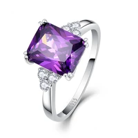 natural purple crystal rings for women 925 sterling silver emstone fine accessories ring band elegant engagement jewelry rings