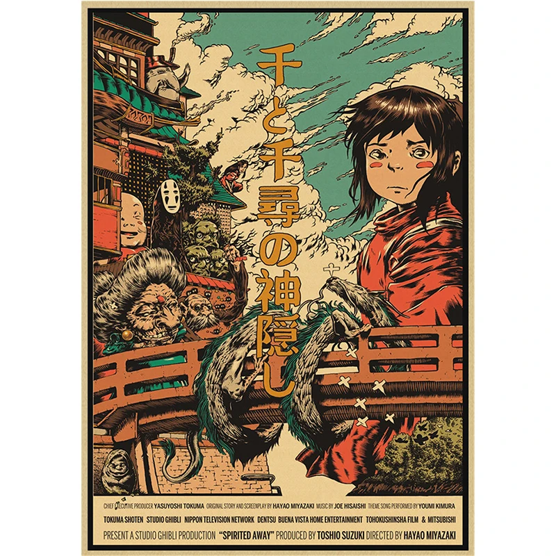 Аниме Миядзаки Хаяо из крафт-бумаги в стиле ретро Классический постер украшение
