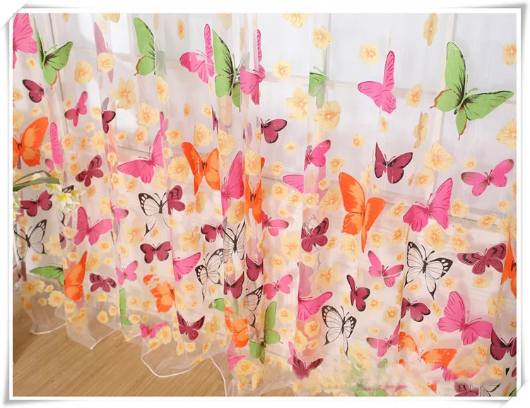 Цветок бабочка вуаль чистая занавеска отвесный домашний декор дверь