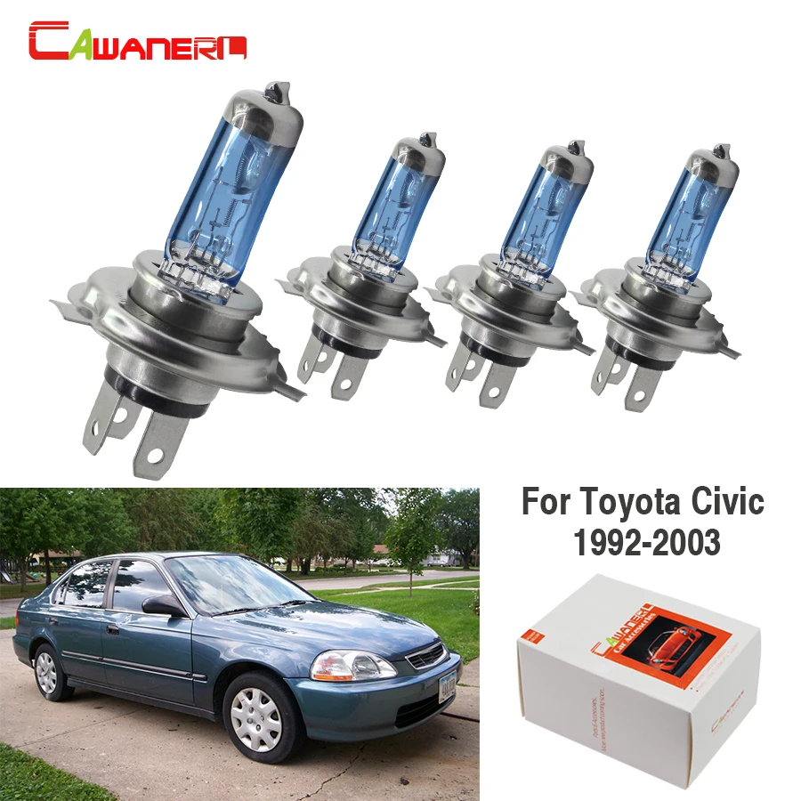 Галогенная лампа Cawaner для Honda Civic 1992 2003 4 шт. H4 100 Вт 4300K 12 В автомобисветильник фара