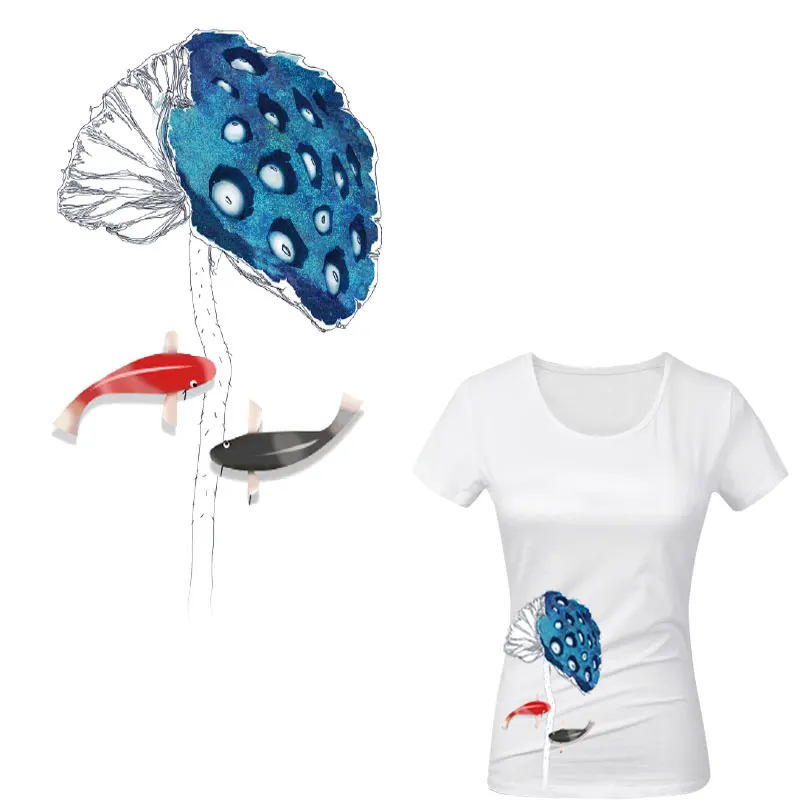 

Chinese style lotus flower patches for clohting iron on transfer T-shirt press sticker washable thermal patches dress appliques