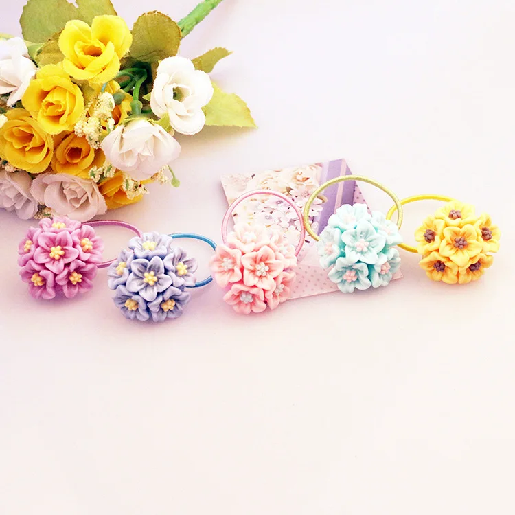 Fashion Girls Hair Accessories Rustic Small Fresh Flower Beaded Pearl Headband Rubber Band Elastic Bands |