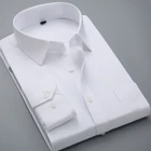 Мужская Однотонная рубашка с длинными рукавами, приталенная деловая рубашка в клеткув полоску, деловая повседневная одежда для работы