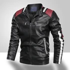Мужская куртка из искусственной кожи, черная теплая мотоциклетная куртка из искусственной кожи, верхняя одежда для осени и зимы, 2021