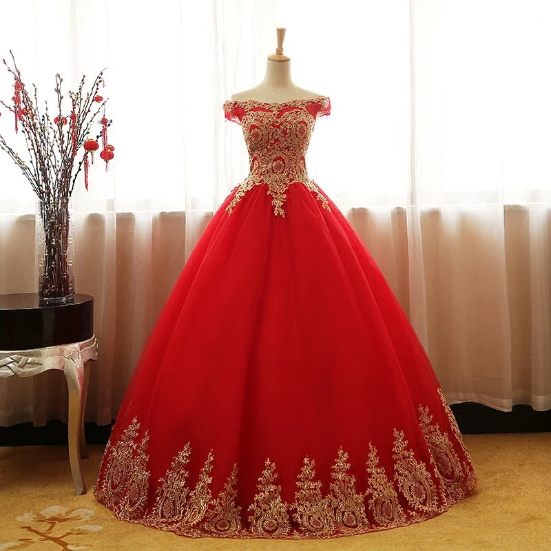 

Boat Neck wedding Dress 2022 New Luxury Party Prom Ball Gown Vintage Lace Vestidos Robe De Bal Vestidos De 15 Custom Made