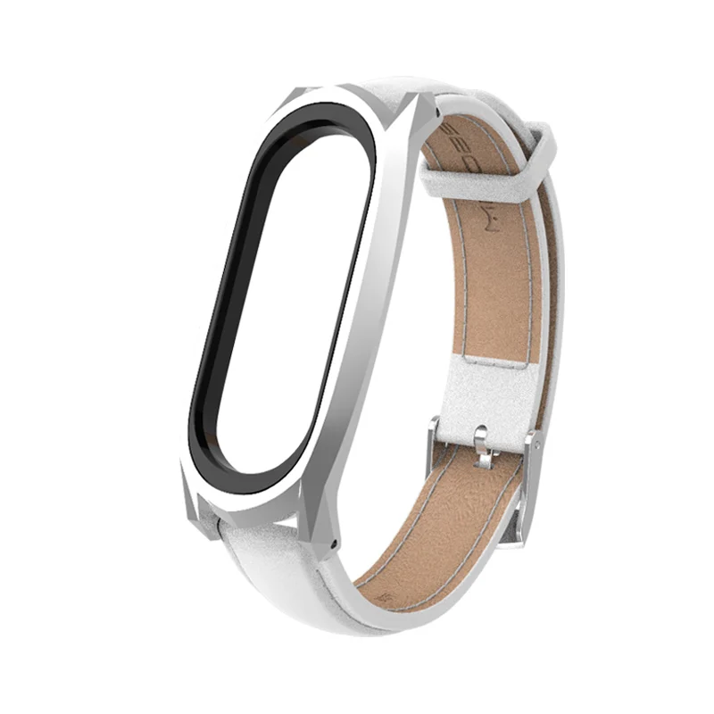 Ремешок из натуральной кожи для Xiaomi Mi Band 5 универсальный наручный смарт браслет