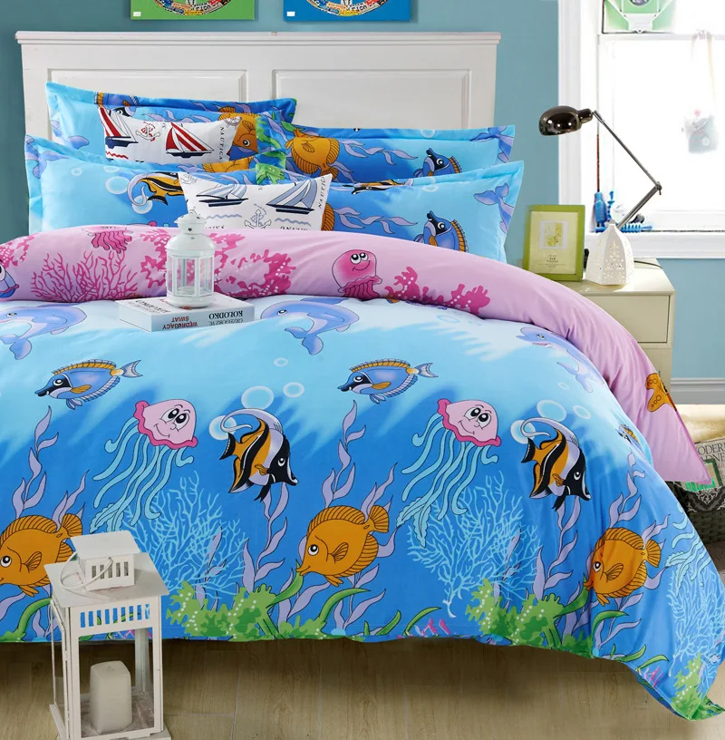 

Reactive Printing Home bed set pillowcase duvet cover Bedding set flat sheet bedclothes 4pcs queen size comforter sets