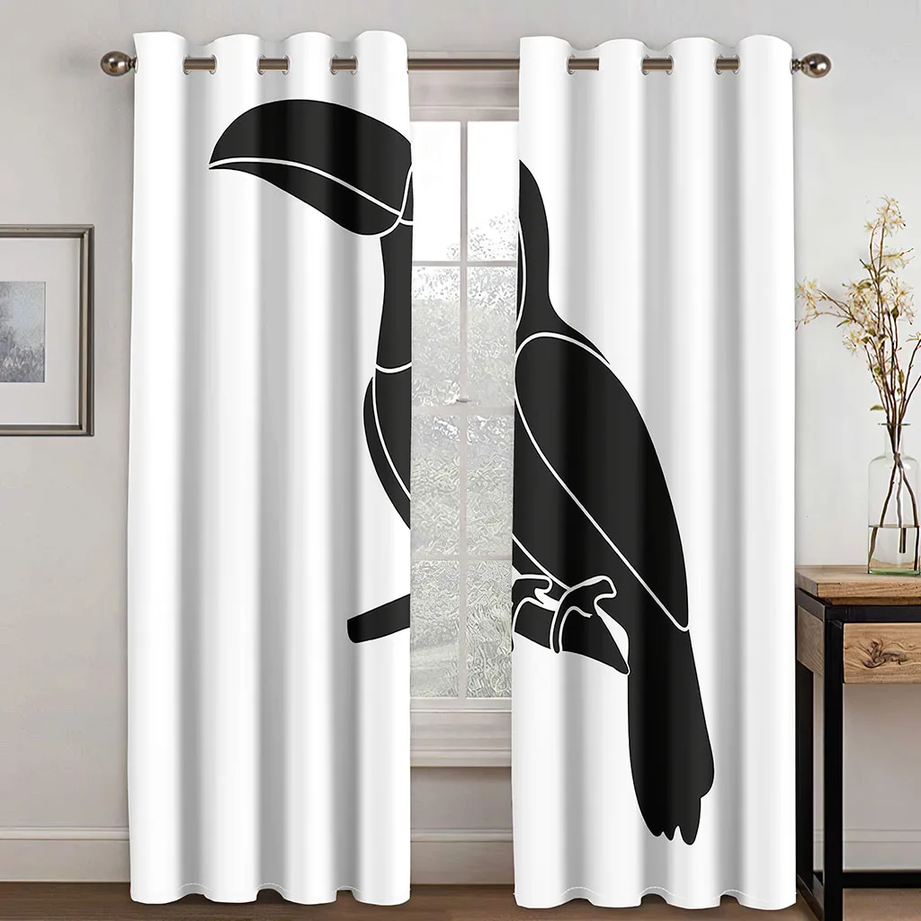 

Home Living Room Shade Decoration Curtains Home Textile Decoration Bedroom Curtains Big Mouth Parrot Pattern 3D Printing