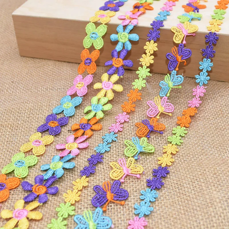 3 ярда цветная вышитая ромашка с сердечками кружевная лента сделай сам ручная