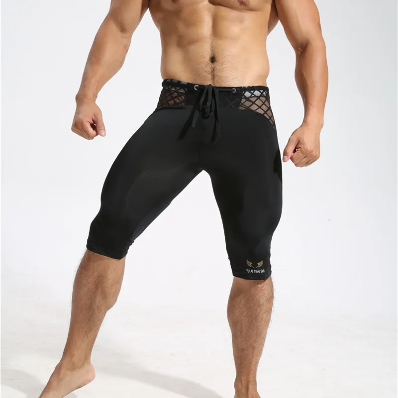 Men Sleep Bottoms for Summer Ice Silk Ultra-thin Boxershorts Pajamas Body Sculpting Pants Leggings Sexy Male Night Sleepwear
