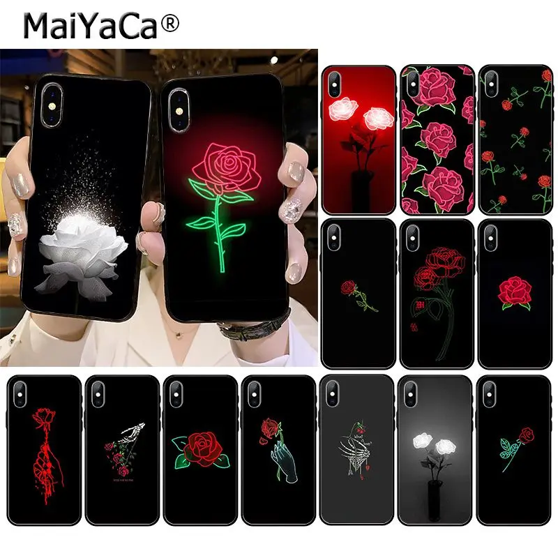 Светящаяся Роза в темноте аксессуары для телефона чехол iphone 11 12 Pro XS MAX XR 8 7 6 Plus 5 5S SE