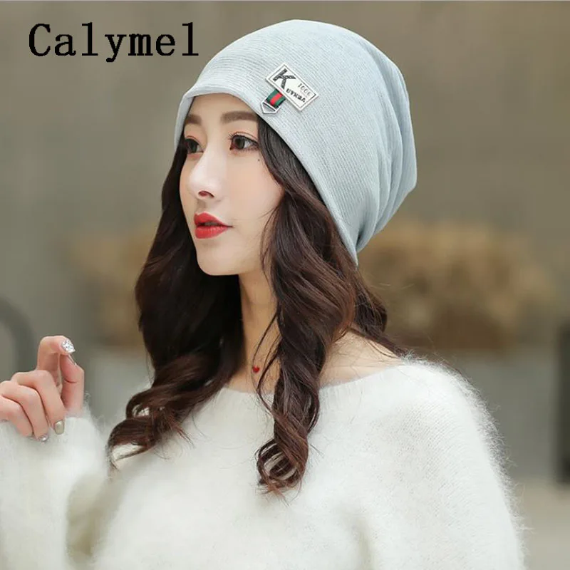 Женская Вязаная шапка бини Calymel теплая шапочка из хлопка для весны 2019|Женские