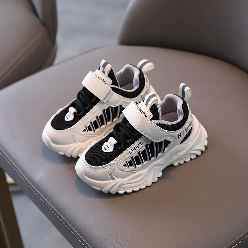 

Детская модная обувь для мальчиков 1-6, осенние детские сетчатые дышащие кроссовки в полоску, спортивная обувь для девочек, повседневная обу...