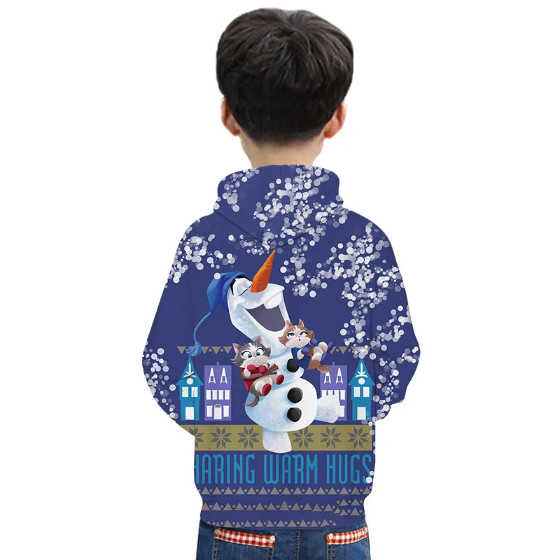 Детская толстовка с 3D принтом снеговика на Рождество зимняя для мальчиков и